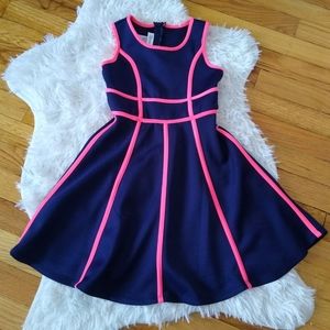 Navy and Pink Trim Bonnie Jean Girls Dress Size 6